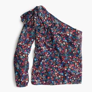 One shoulder kaleidoscope star print blouse